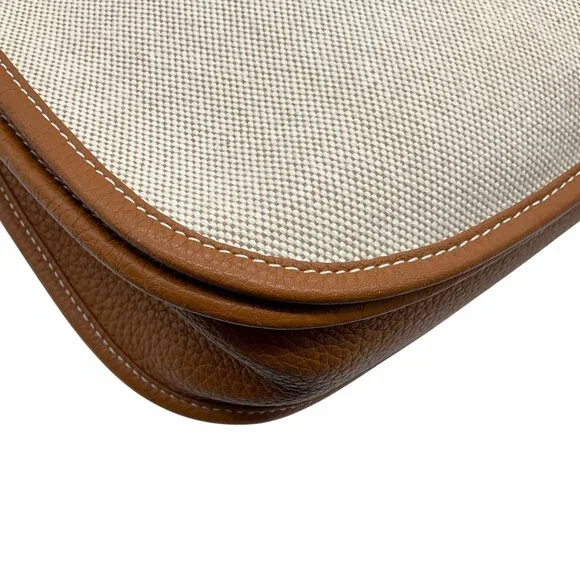 Hermes Beige / Cognac Toile / Clemence Leather Evelyn III GM - Picture 7 of 12